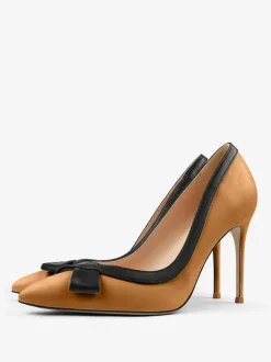 White High Heels Women Pointed Toe Bow Slip On Dress Shoes