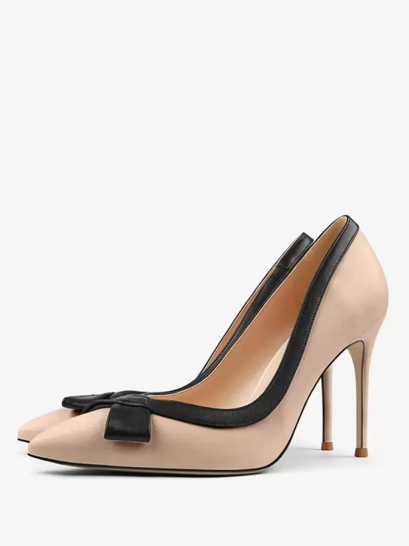 White High Heels Women Pointed Toe Bow Slip On Dress Shoes
