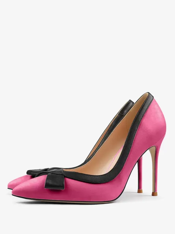White High Heels Women Pointed Toe Bow Slip On Dress Shoes