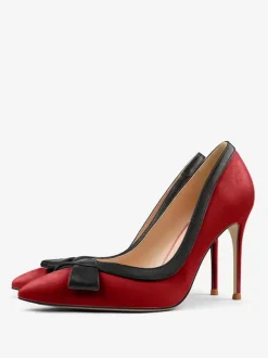 White High Heels Women Pointed Toe Bow Slip On Dress Shoes