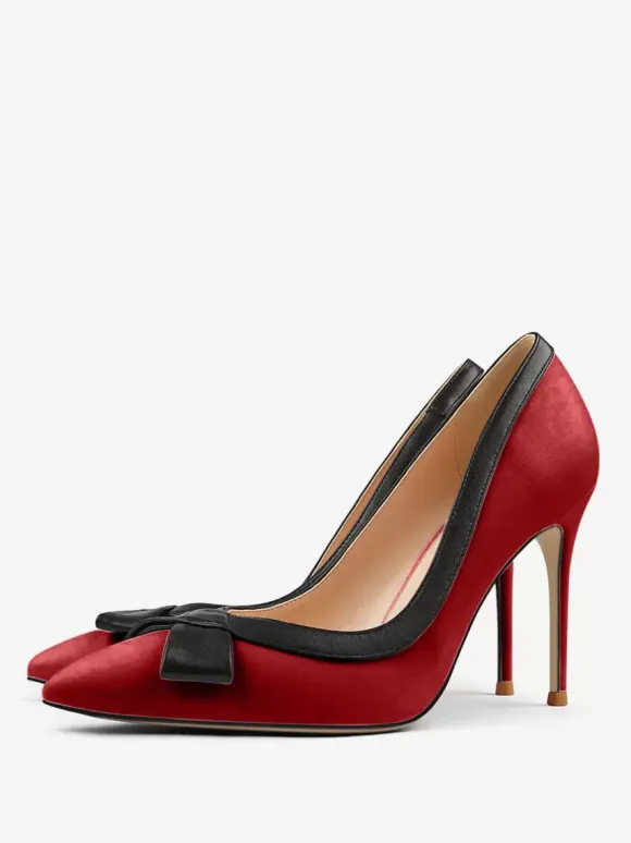 White High Heels Women Pointed Toe Bow Slip On Dress Shoes