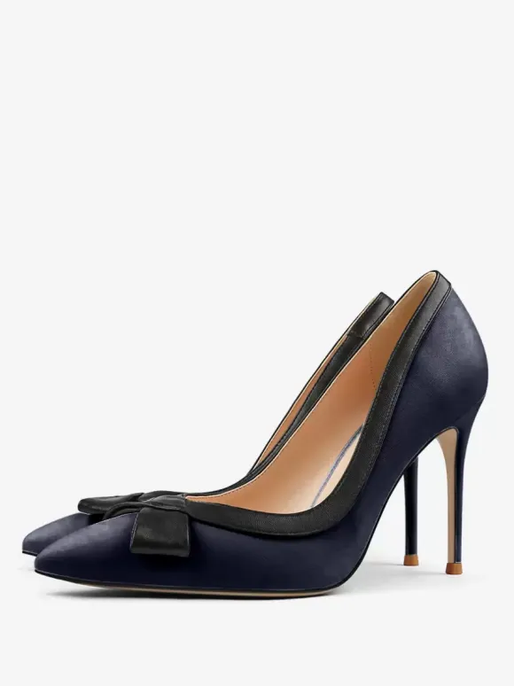 White High Heels Women Pointed Toe Bow Slip On Dress Shoes