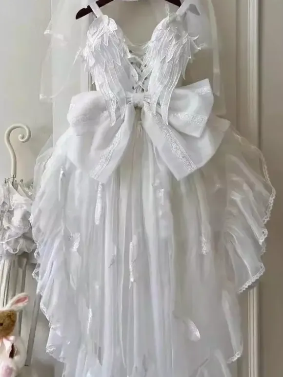 White Hime Lolita Dress Sweet Swan JSK Lace Bows Lolita Dress