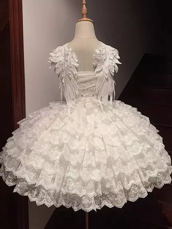 White Hime Lolita Dress Sweet Swan JSK Lace Bows Lolita Dress