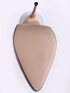 White Leather Pointed Toe Ankle Strap Sexy Pumps
