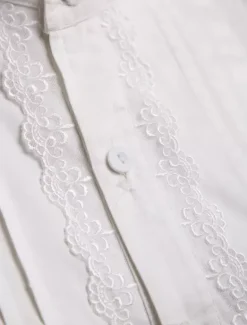 White Lolita Blouse Cotton Long Sleeves High Collar Ruffles Lolita Top