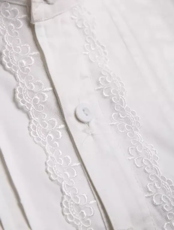 White Lolita Blouse Cotton Long Sleeves High Collar Ruffles Lolita Top