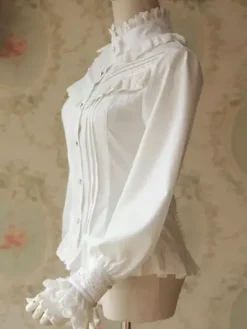 White Lolita Blouse Fragrant Series Infanta Chic Chiffon Shirt For Women