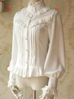 White Lolita Blouse Fragrant Series Infanta Chic Chiffon Shirt For Women