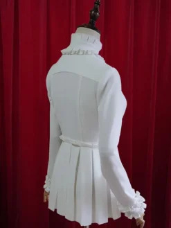 White Lolita Blouse Pleated Chic Cotton Blouse for Women