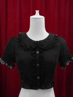 White Lolita Blouse Ruffles Cotton Blouse for Women
