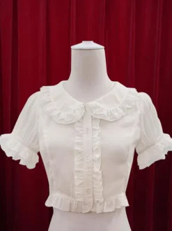 White Lolita Blouse Ruffles Cotton Blouse for Women