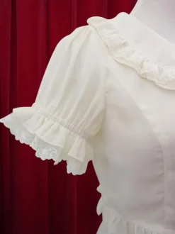 White Lolita Blouse Ruffles Cotton Blouse for Women