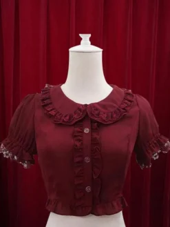 White Lolita Blouse Ruffles Cotton Blouse for Women