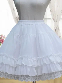 White Lolita Petticoat Neverland Ruffles Frills Layered Chiffon Lolita Crinoline