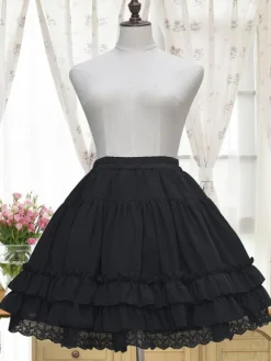 White Lolita Petticoat Neverland Ruffles Frills Layered Chiffon Lolita Crinoline