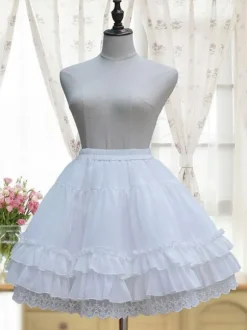 White Lolita Petticoat Neverland Ruffles Frills Layered Chiffon Lolita Crinoline