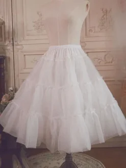 White Lolita Petticoat Ruffle Voile Pleated Lolita Underskirt