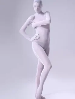 White Perspective Zentai Suit Lace Unisex Bodysuit For