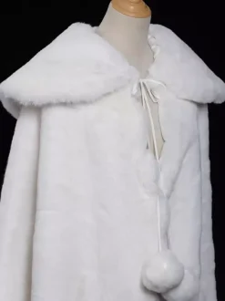 White Retro Costumes Pom Poms Polyester Cloak Women's Retro Marie Antoinette Costume 18th Century Costume