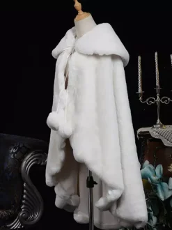 White Retro Costumes Pom Poms Polyester Cloak Women's Retro Marie Antoinette Costume 18th Century Costume