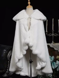 White Retro Costumes Pom Poms Polyester Cloak Women's Retro Marie Antoinette Costume 18th Century Costume