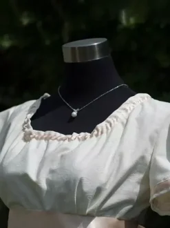 White Retro Empire Waist Dress Women Marie Antoinette Costume Polyester Shift Dress Vintage 18th Century Costume