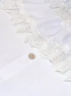 White Retro Steampunk Mens Shirt Long Sleeves High Collar Victorian Renaissance Poet Louses