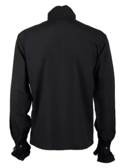 White Retro Steampunk Mens Shirt Long Sleeves High Collar Victorian Renaissance Poet Louses
