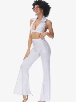 White 90's Retro Tudor Dress Costumes Women's Retro Hip Pop Costume Outfits