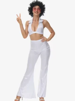 White 90's Retro Tudor Dress Costumes Women's Retro Hip Pop Costume Outfits