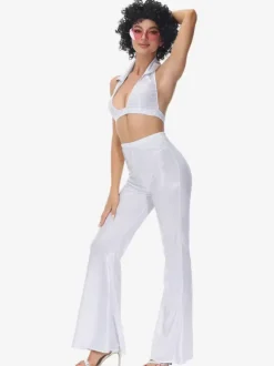 White 90's Retro Tudor Dress Costumes Women's Retro Hip Pop Costume Outfits