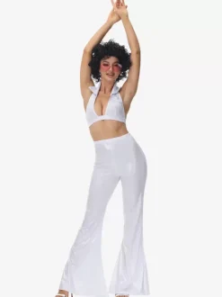 White 90's Retro Tudor Dress Costumes Women's Retro Hip Pop Costume Outfits