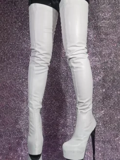 White Sexy Over The Knee Boots Stiletto Heel Thigh High Boots