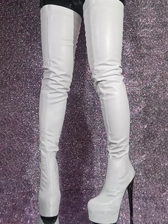 White Sexy Over The Knee Boots Stiletto Heel Thigh High Boots