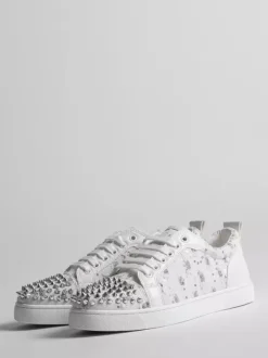White Skate Sneakers Studed Round Toe Lace Up Sneakers