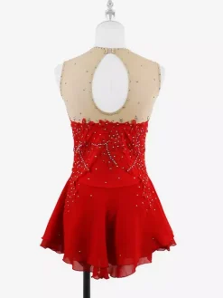 White Skating Dress Sleeveless Beaded Women And Girl Ice Skater Dress