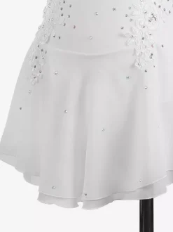 White Skating Dress Sleeveless Beaded Women And Girl Ice Skater Dress