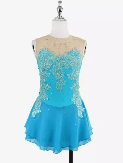 White Skating Dress Sleeveless Beaded Women And Girl Ice Skater Dress