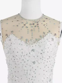 White Skating Dress Sleeveless Beaded Women And Girl Ice Skater Dress