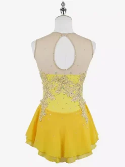 White Skating Dress Sleeveless Beaded Women And Girl Ice Skater Dress