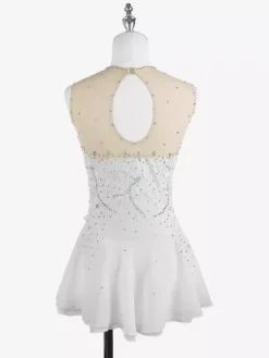 White Skating Dress Sleeveless Beaded Women And Girl Ice Skater Dress