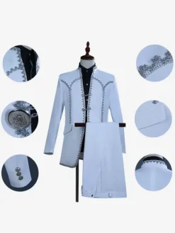 White Vintage Set Vintage Polyester Ruffles Long Sleeves Retro Costumes For Man