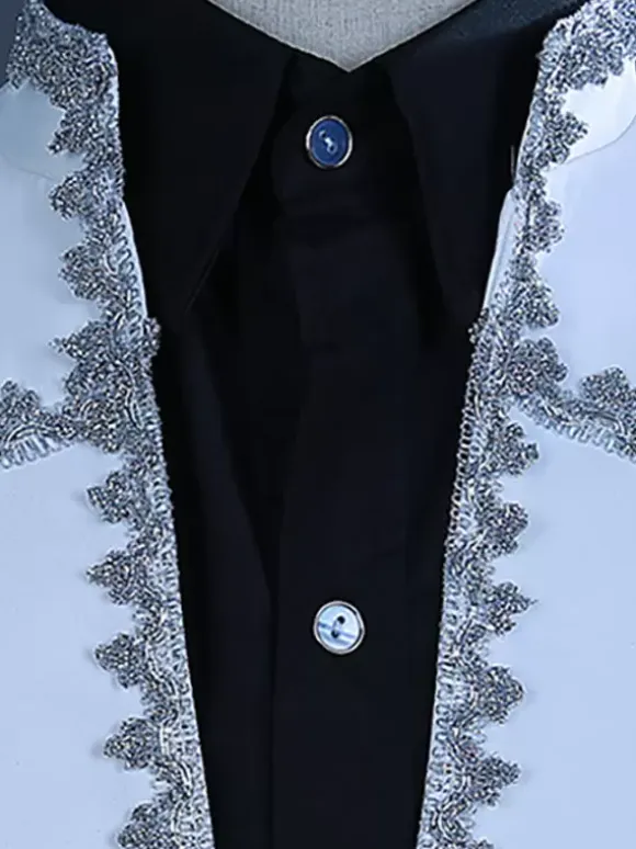 White Vintage Set Vintage Polyester Ruffles Long Sleeves Retro Costumes For Man