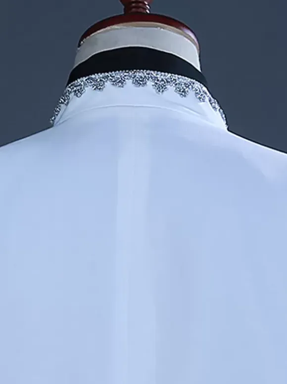 White Vintage Set Vintage Polyester Ruffles Long Sleeves Retro Costumes For Man