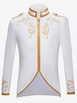White Vintage Top Vintage Polyester Long Sleeves Retro Costumes For Man Burgundy