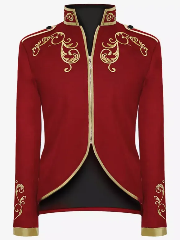 White Vintage Top Vintage Polyester Long Sleeves Retro Costumes For Man Burgundy