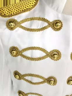 White Vintage Top Vintage Polyester Sequins Chains Long Sleeves Retro Costumes For Man