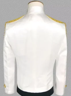 White Vintage Top Vintage Polyester Sequins Chains Long Sleeves Retro Costumes For Man