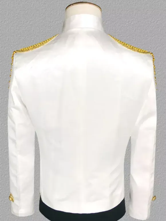 White Vintage Top Vintage Polyester Sequins Chains Long Sleeves Retro Costumes For Man
